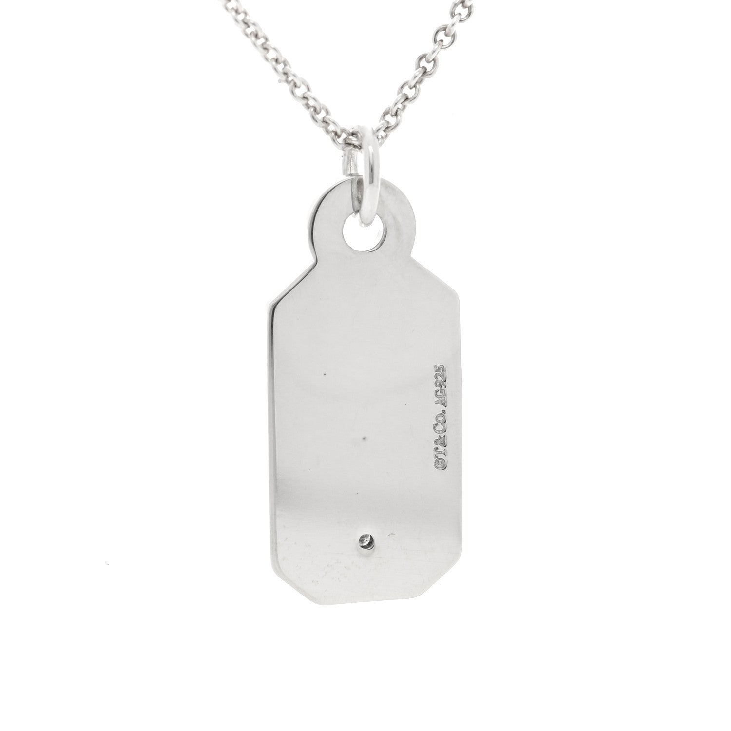 Tiffany Sterling Silver Diamond Price Tag Pendant Necklace 4 of 6
