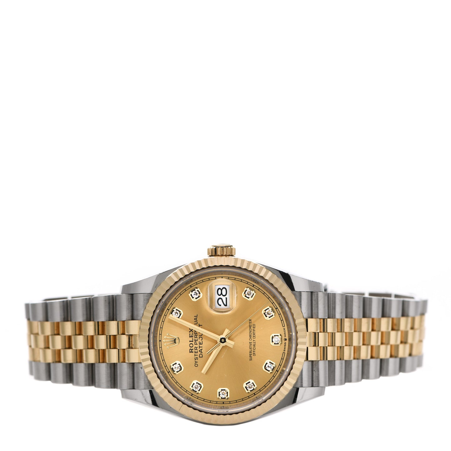 Stainless Steel 18K Yellow Gold Diamond 36mm Oyster Perpetual Datejust Watch Champagne 126233