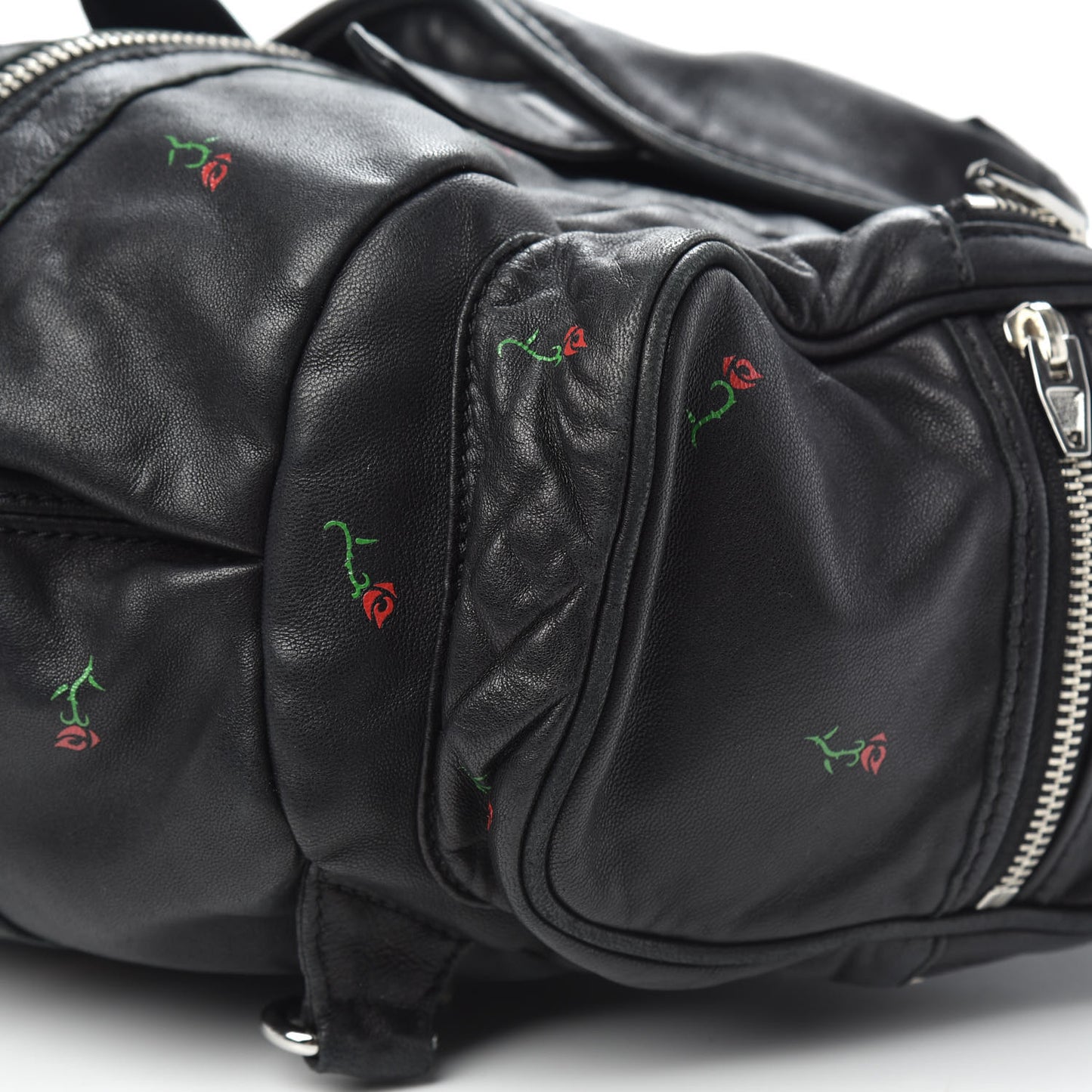 Lambskin Rose Studded Mini Marti Convertible Backpack Black Rhodium Hardware