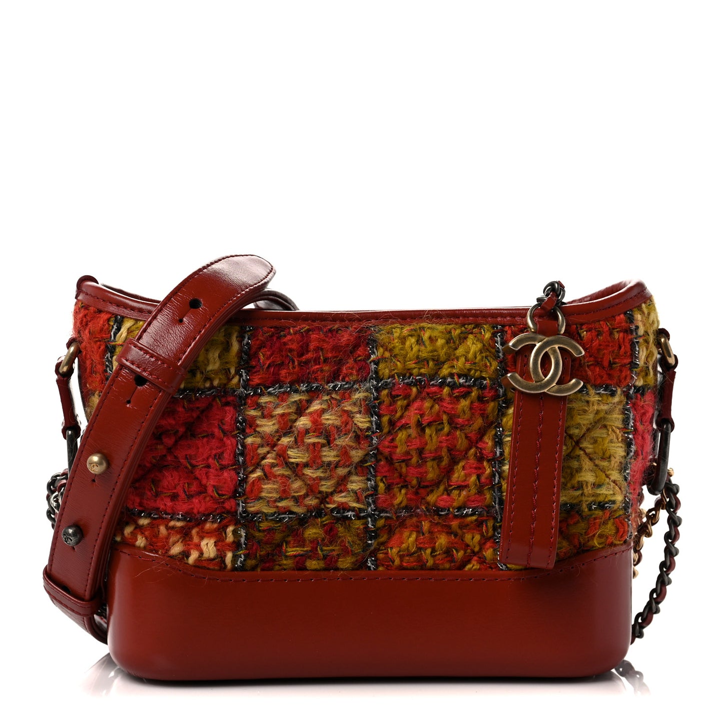 Tweed Calfskin Small Gabrielle Hobo Red Multicolor