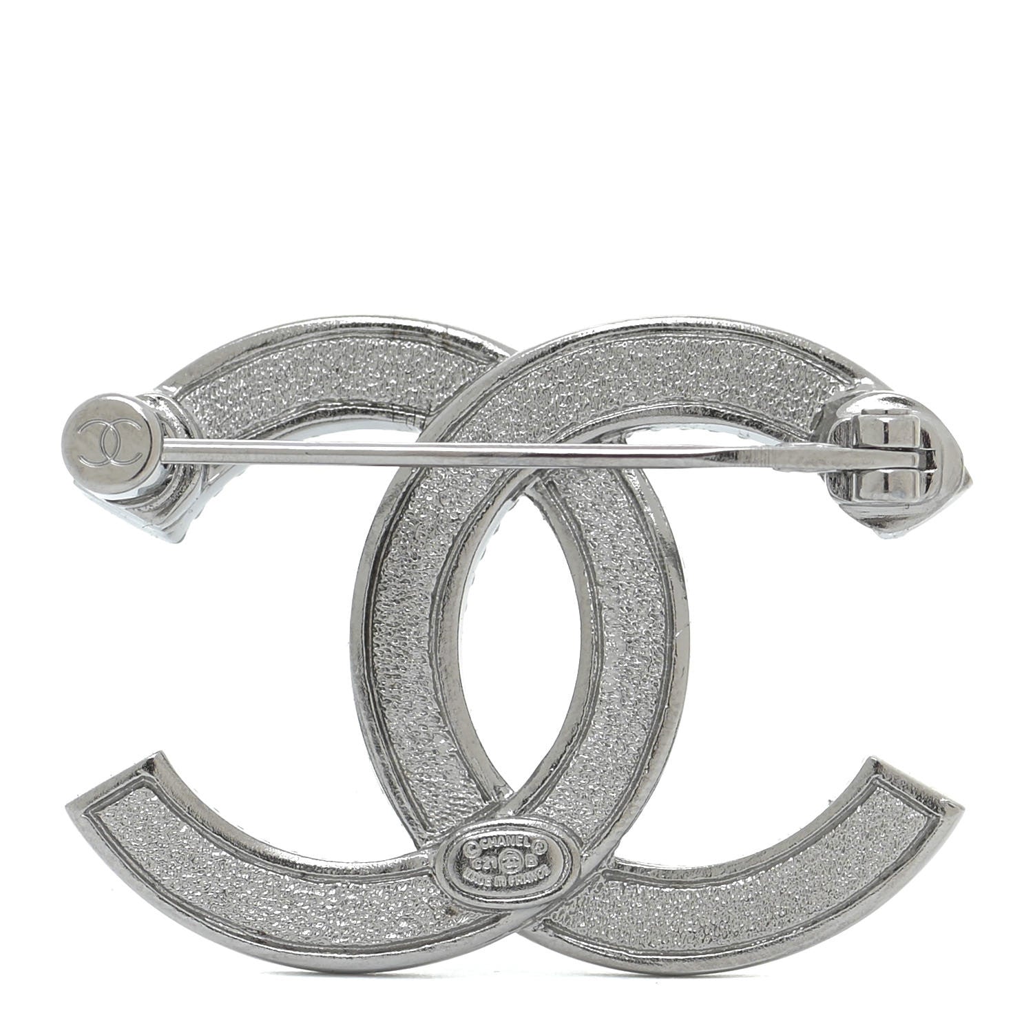 Chanel Crystal Chain CC Brooch Silver 4 of 5