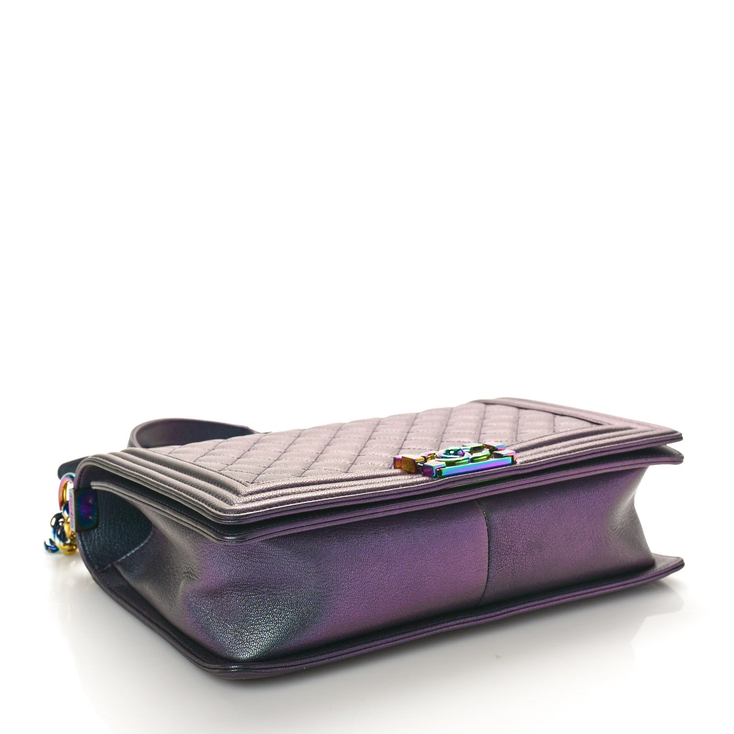 Chanel Iridescent Goatskin Quilted New Medium Boy Flap Purple 4 of 10