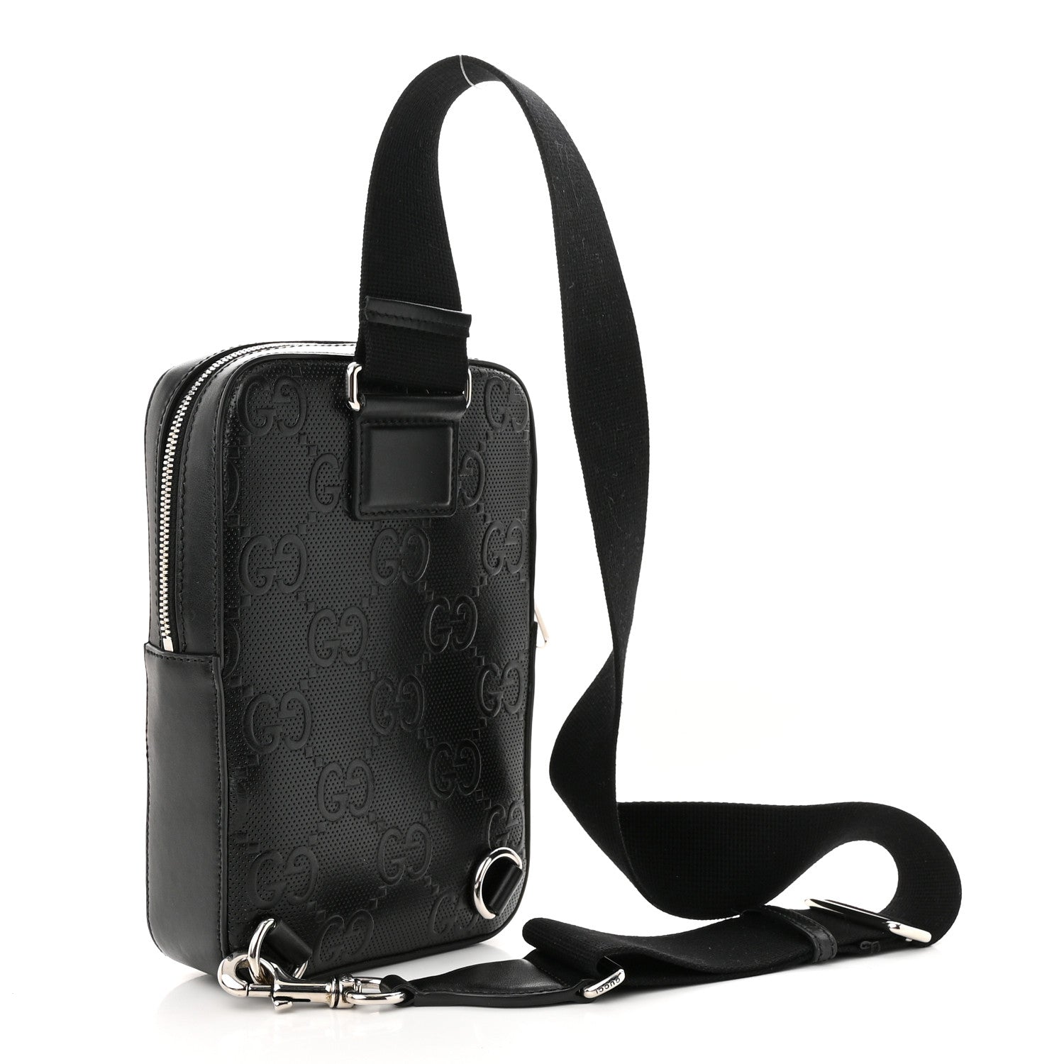 Gucci Calfskin GG Tennis Embossed Sling Backpack Black 3 of 9