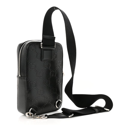 Gucci Calfskin GG Tennis Embossed Sling Backpack Black 3 of 9