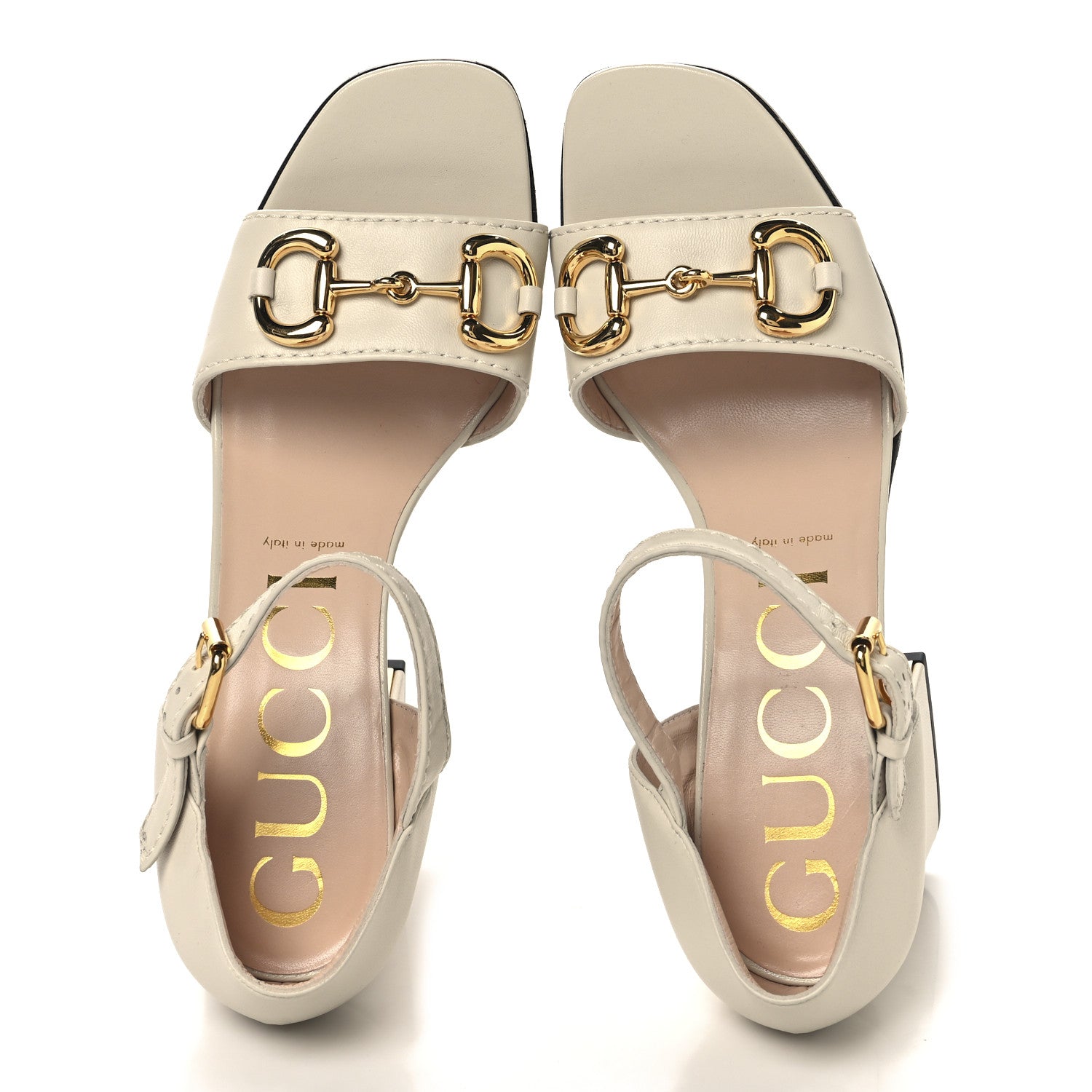 Gucci Nappa Horsebit Cross Strap 95mm Sandals 41 Mystic White 2 of 9