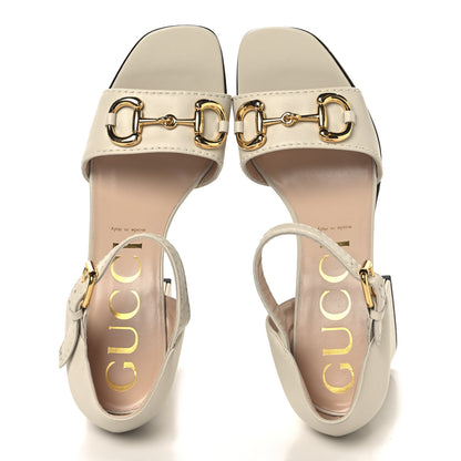 Gucci Nappa Horsebit Cross Strap 95mm Sandals 41 Mystic White 2 of 9