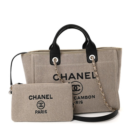Chanel Mixed Fibers Small Deauville Tote Beige Black 1 of 11