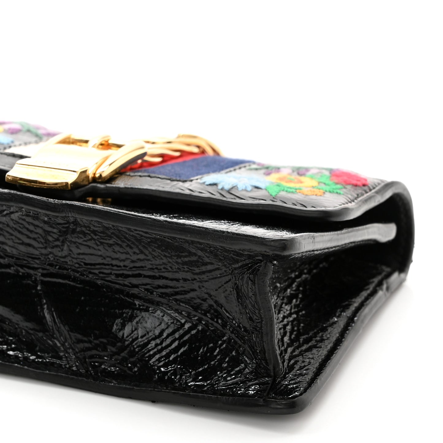 Calfskin Embroidered Super Mini Chain Shoulder Sylvie Shoulder Bag Black