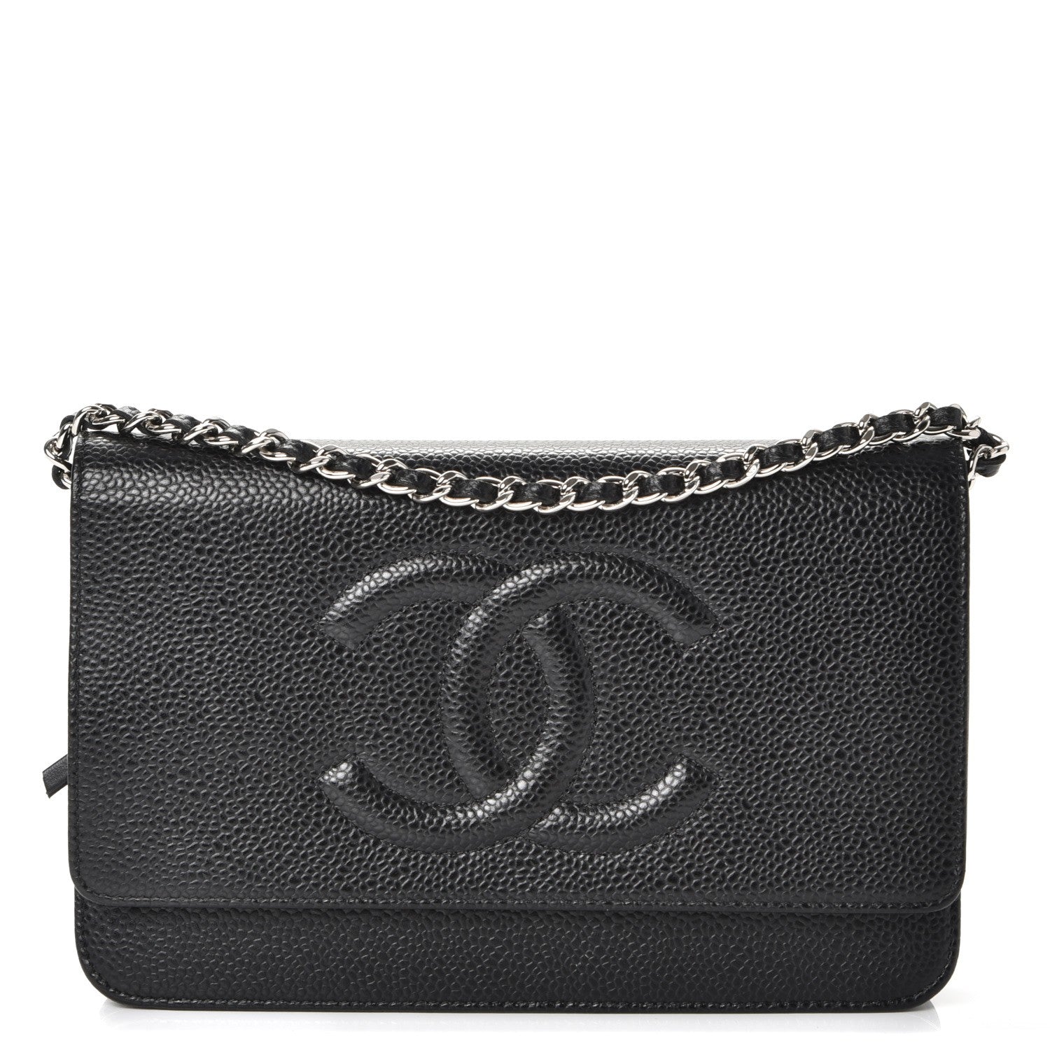 Chanel Caviar Timeless CC Wallet On Chain WOC Black 1 of 9