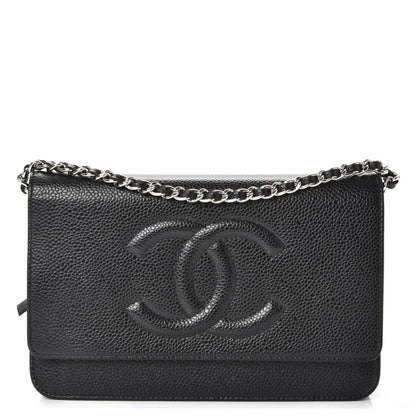 Chanel Caviar Timeless CC Wallet On Chain WOC Black 1 of 9