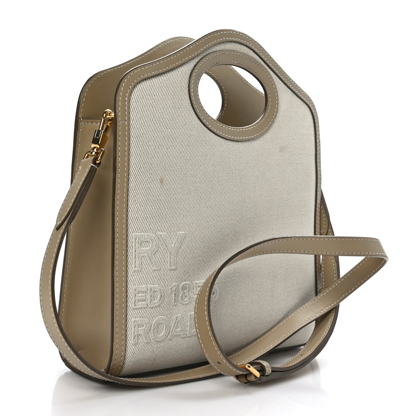 Canvas Calfskin Horseferry Print Mini Pocket Bag Ecru