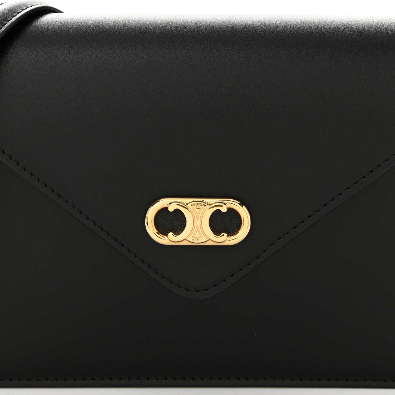 Celine Shiny Calfskin Triomphe Maillon Wallet on Chain Black 8 of 10