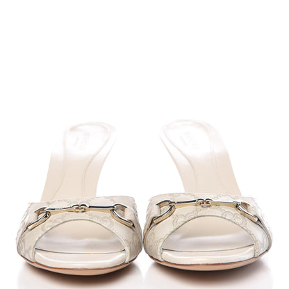 Gucci Guccissima Horsebit Mid Heel Slides 36.5 Mystic White 2 of 15