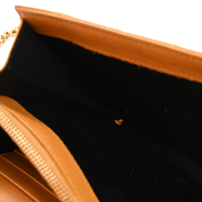 Saint Laurent Grain De Poudre Matelasse Chevron Cassandre Chain Wallet Senape Yellow 10 of 20