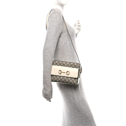 Gucci GG Supreme Monogram Small Horsebit 1955 Shoulder Bag Beige Mystic White 2 of 10