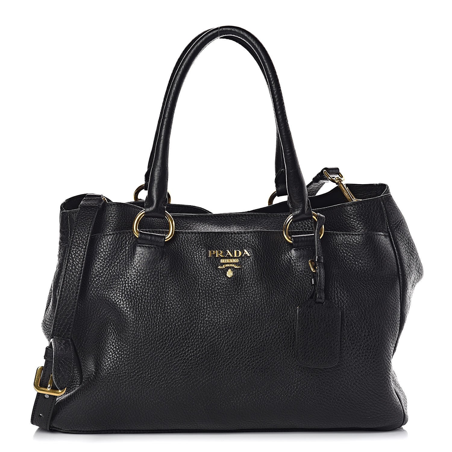 Prada Vitello Daino Tote Black 1 of 15