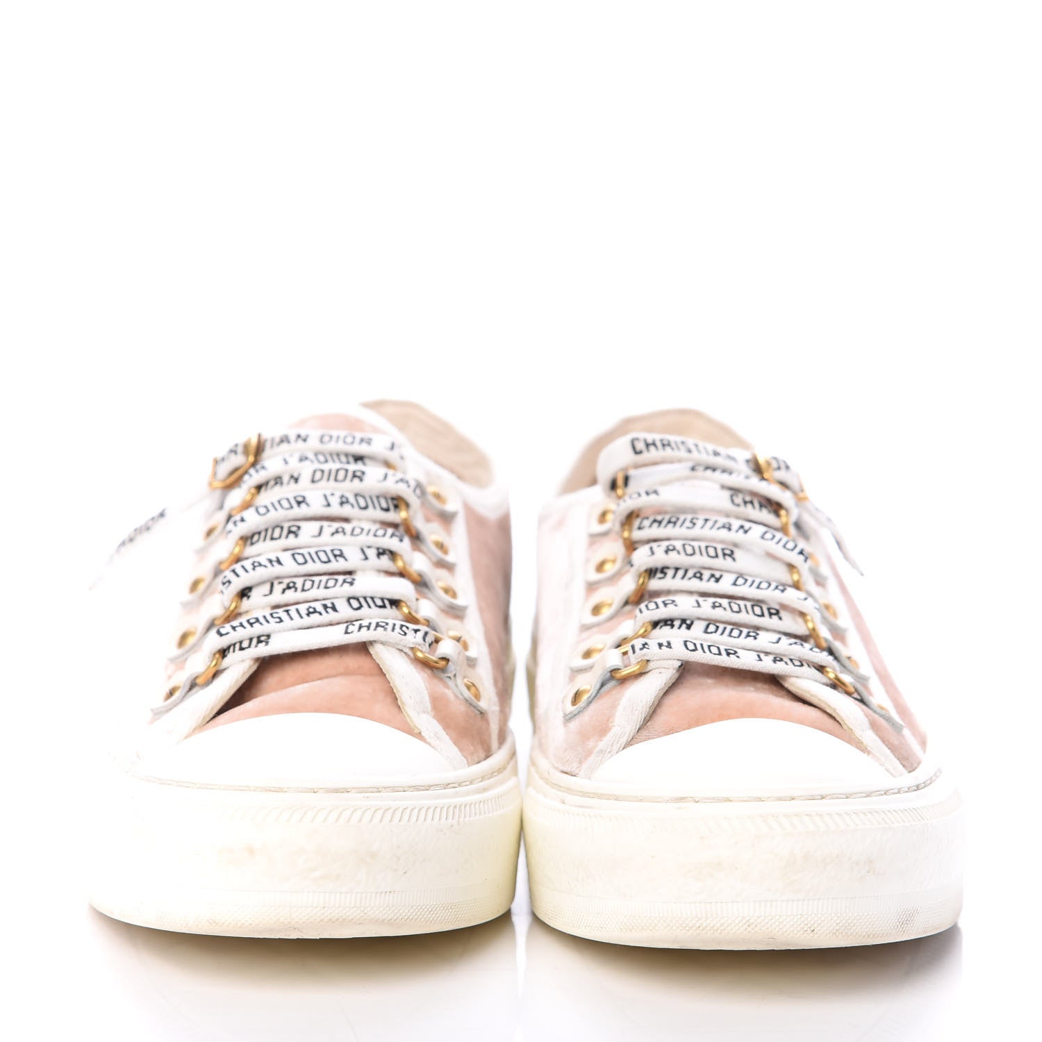 Christian Dior Velvet Walk'N'Dior Low Top Sneakers 38 Nude 2 of 7