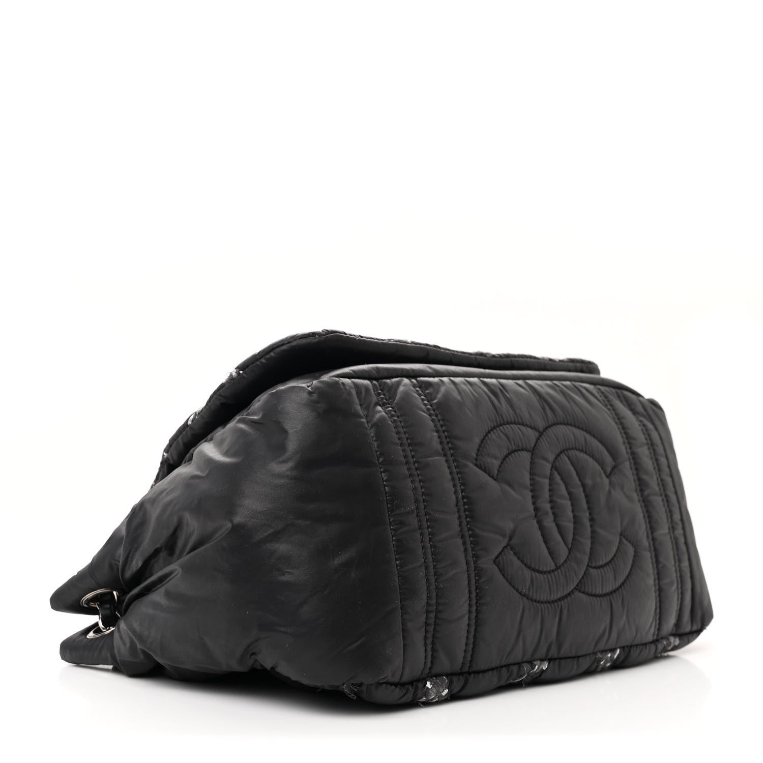 Chanel Nylon Quilted Tweed Stitch Bubble Flap Black 4 of 10