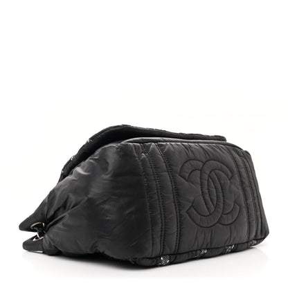 Chanel Nylon Quilted Tweed Stitch Bubble Flap Black 4 of 10
