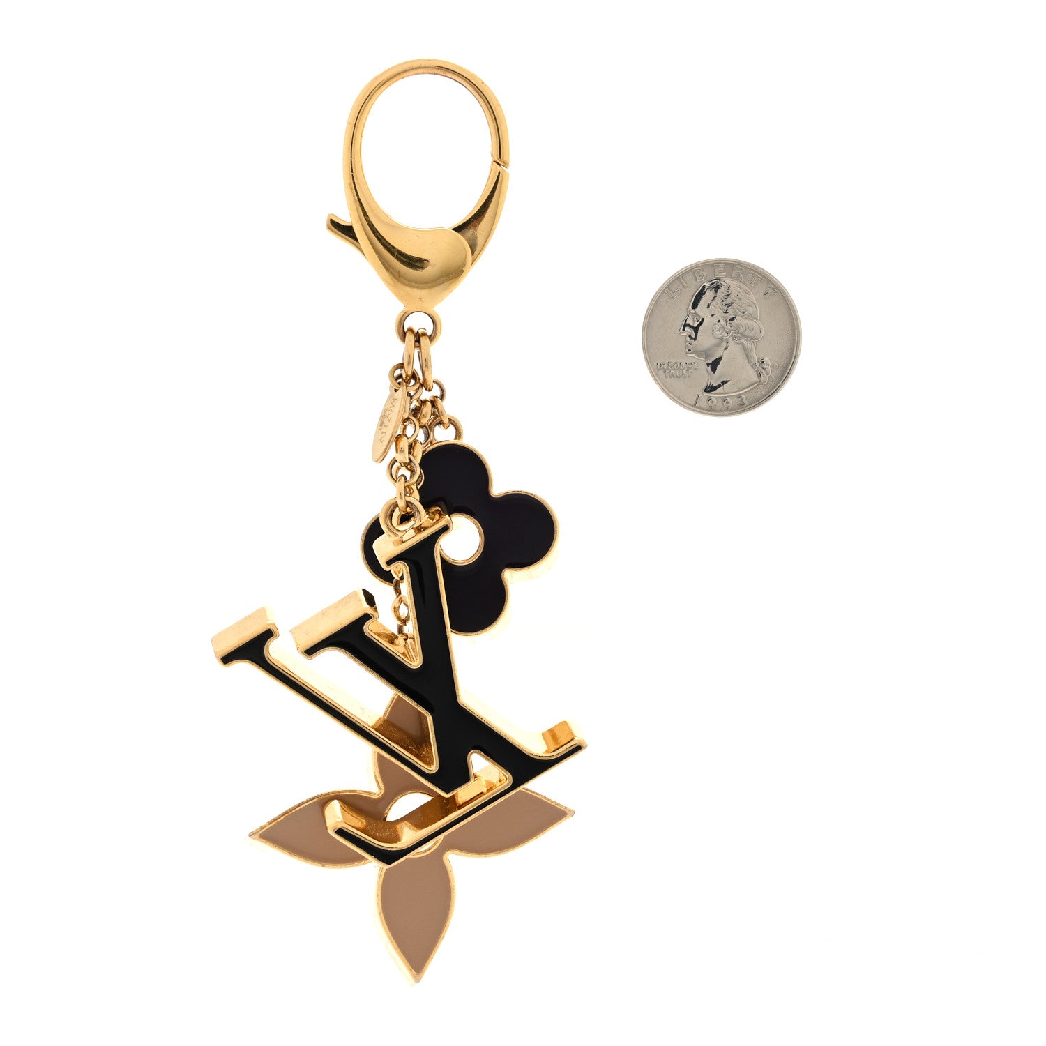 Louis Vuitton Metal Enamel Fleur De Monogram Bag Charm Dore 2 of 4