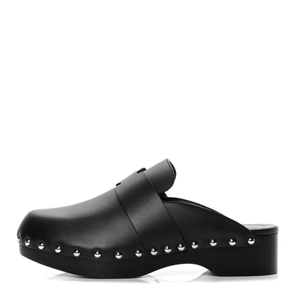 Hermes Calfskin Calya Mules 37 Black 1 of 10