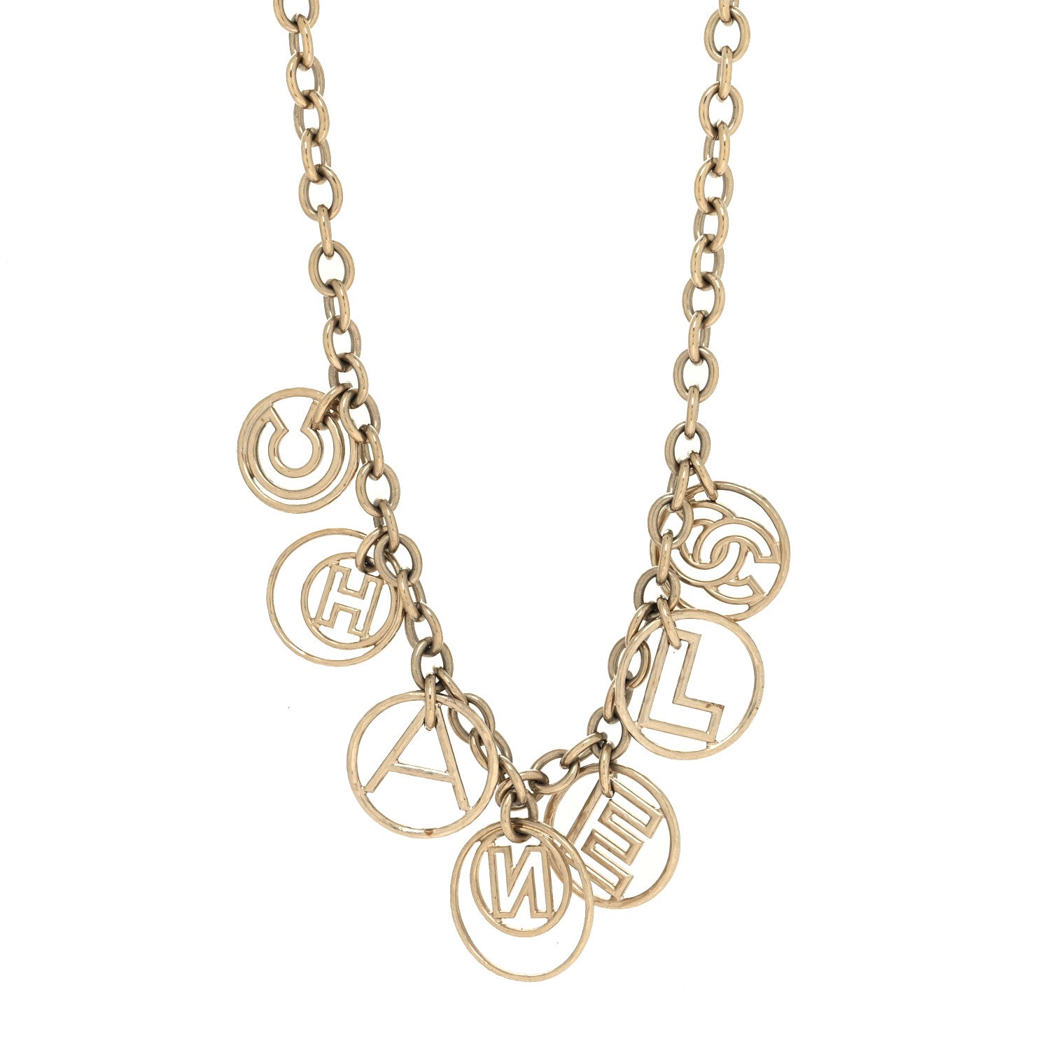 Chanel Metal Hoop Cuba Logo Necklace Gold 1 of 5