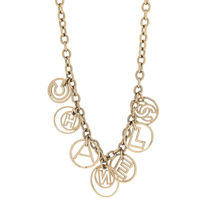 Chanel Metal Hoop Cuba Logo Necklace Gold 1 of 5