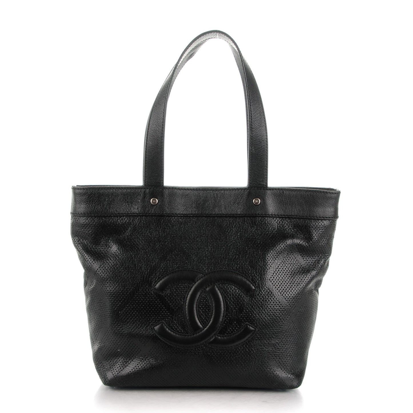 Goatskin Perforated Small CC Tote Black