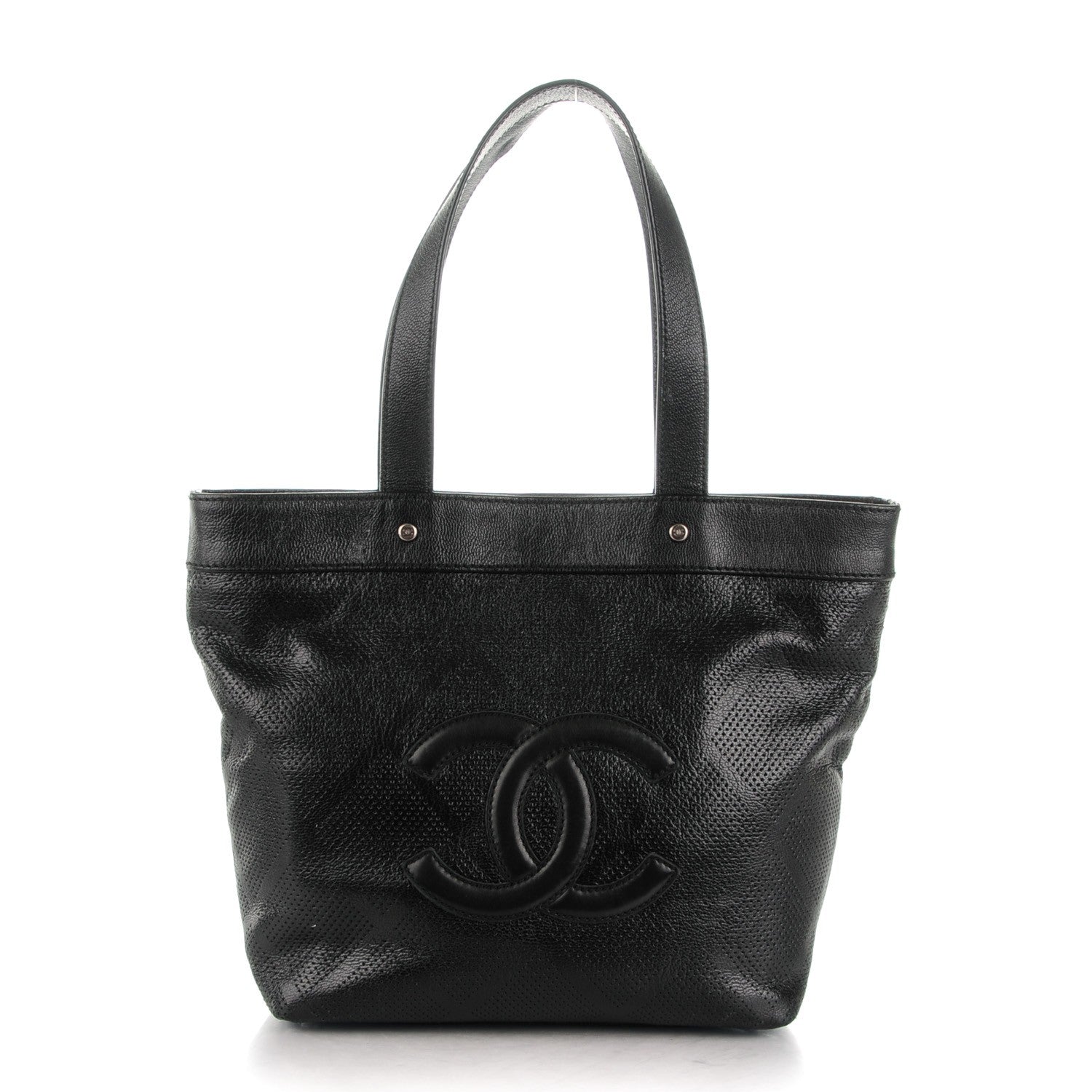 Chanel Goatskin Perforated Small CC Tote Black 1 of 9