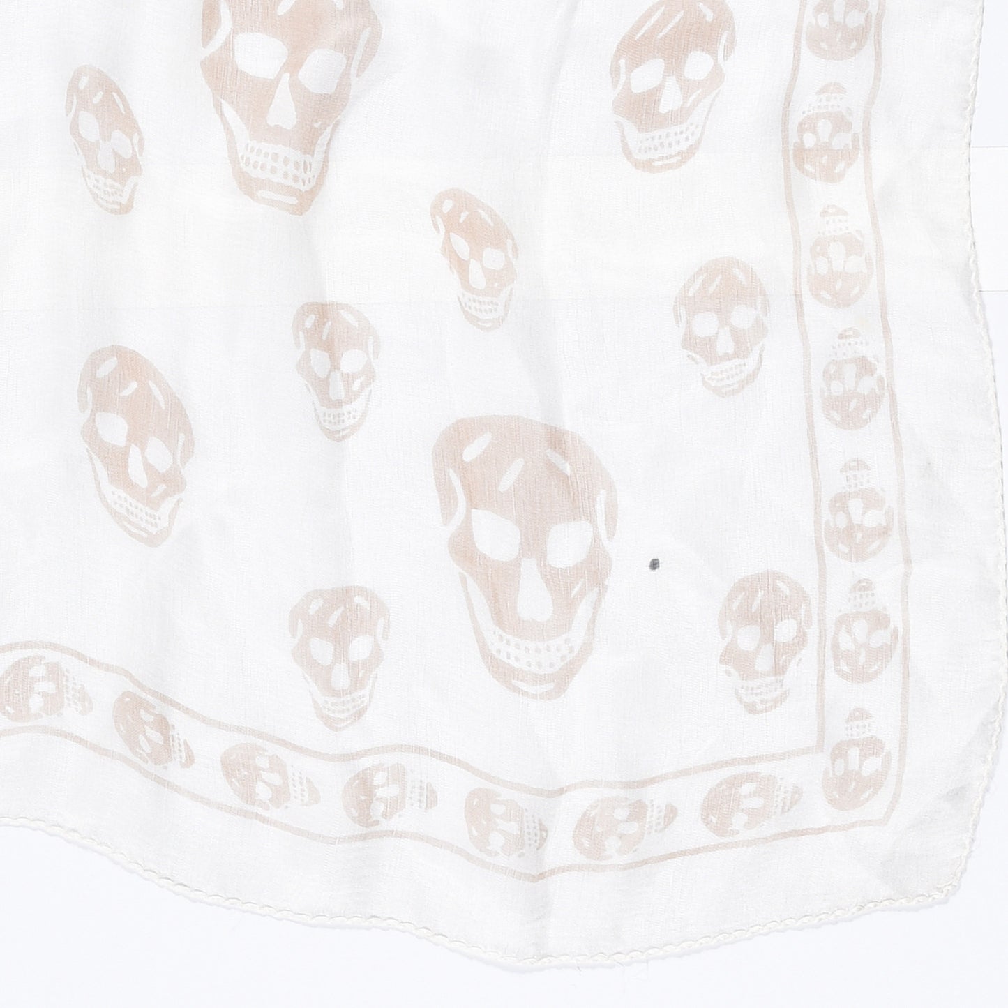 Silk Chiffon Skull Scarf Beige Ivory