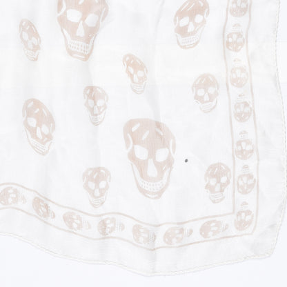 Alexander McQueen Silk Chiffon Skull Scarf Beige Ivory 2 of 4