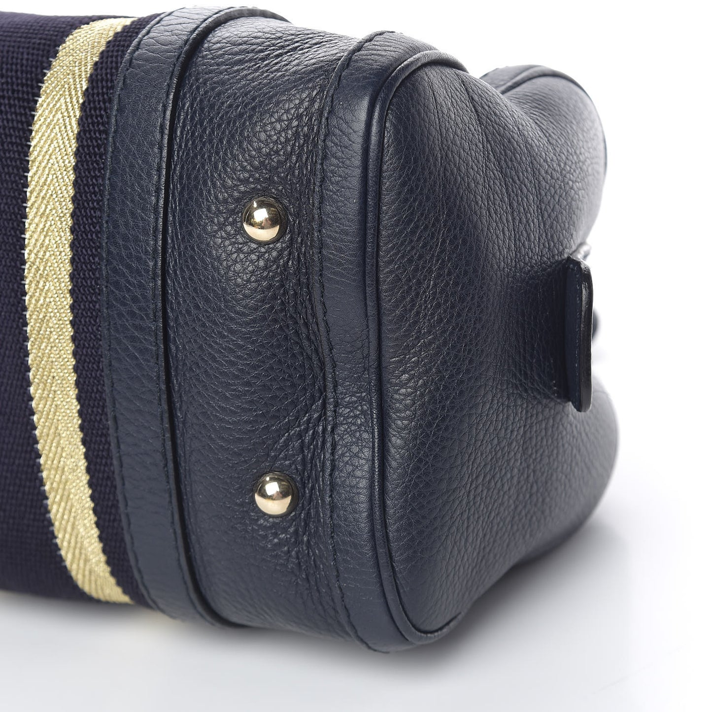 Calfskin Vintage Web Small Boston Navy Blue
