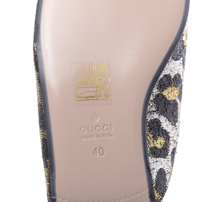 Gucci Lurex Jacquard Leopard Embroidered Princetown Slippers 40 Black Gold 8 of 10