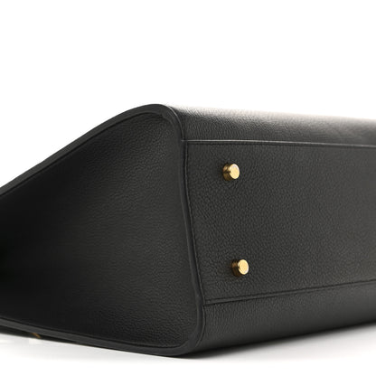 Versace Grained Calfskin Large Virtus Top Handle Shoulder Bag Black 8 of 15