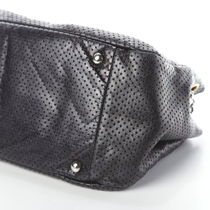 Chanel Metallic Calfskin Perforated Drill Accordion Flap Black 10 of 10