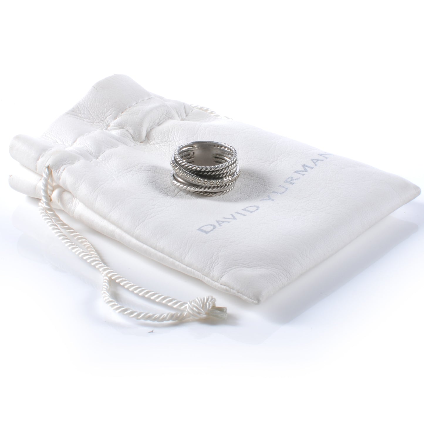 14k Sterling Silver Diamond Crossover Cable Ring 7
