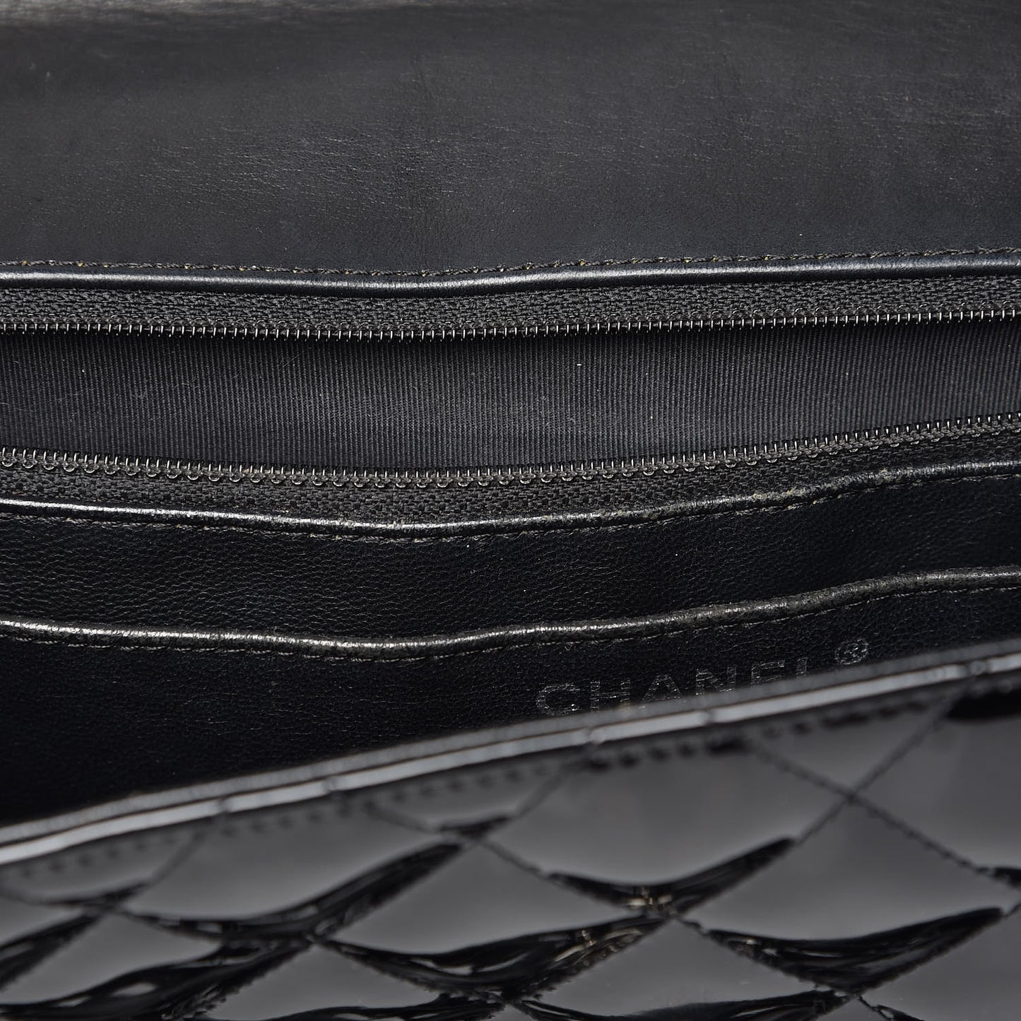 Patent Quilted Maxi Single Flap Black