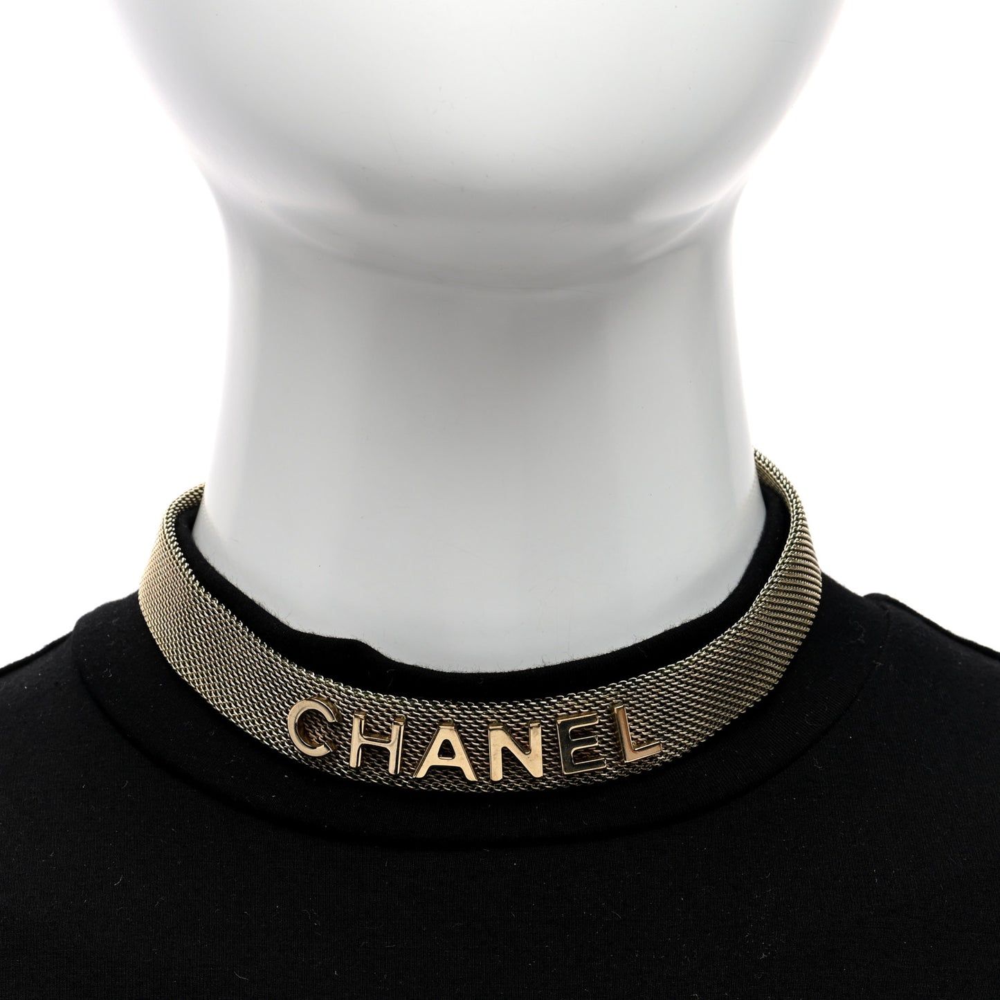 Mesh Logo Choker Necklace Gold