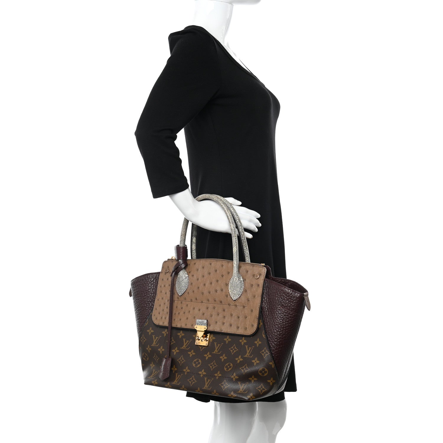 Louis Vuitton Ostrich Lizard Majestueux Tote MM Bordeaux 2 of 18
