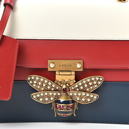 Gucci Calfskin Sylvie Web Queen Margaret Shoulder Bag Blue Agata Hibiscus Red Mystic White 8 of 12