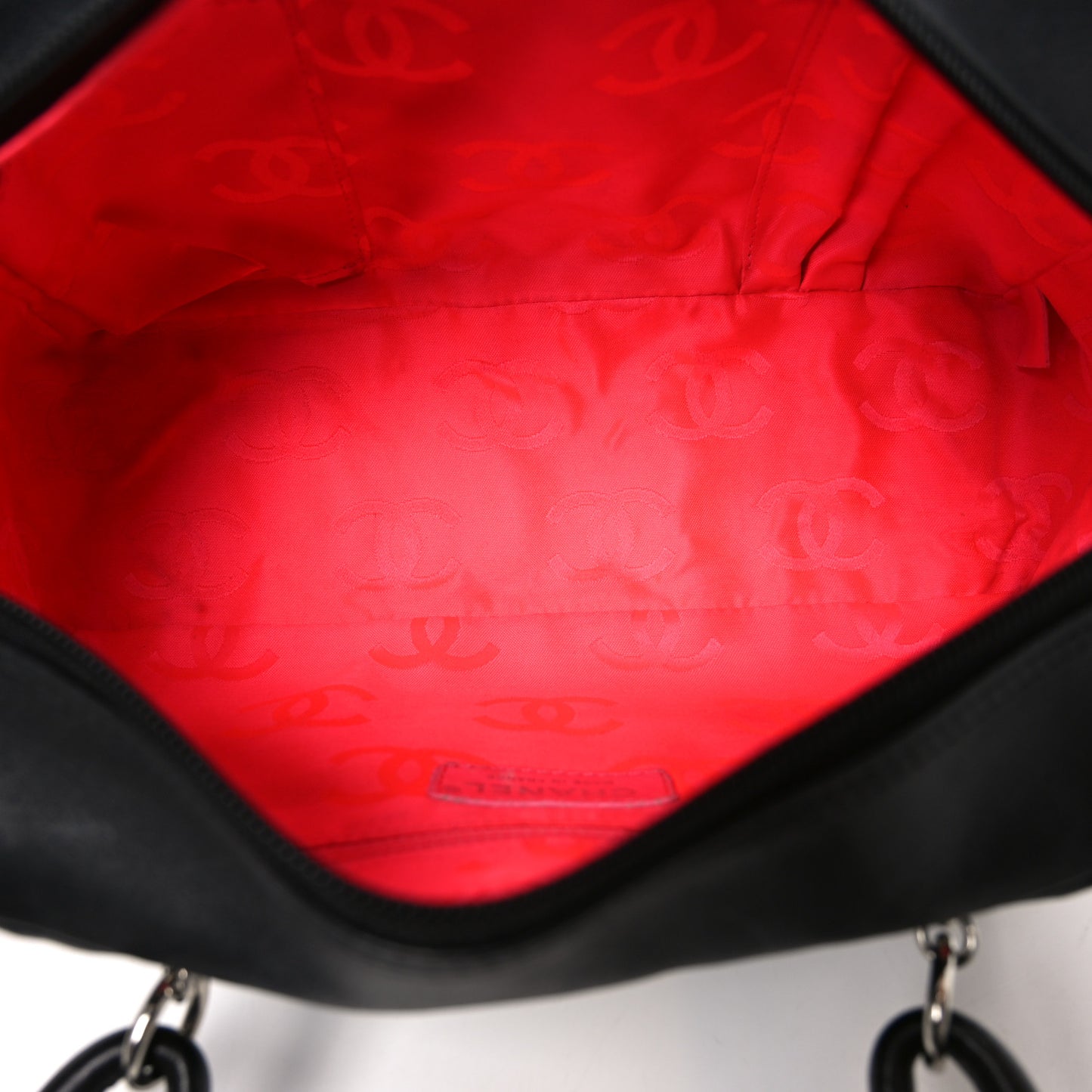Calfskin Quilted Large Cambon Bowler Black White