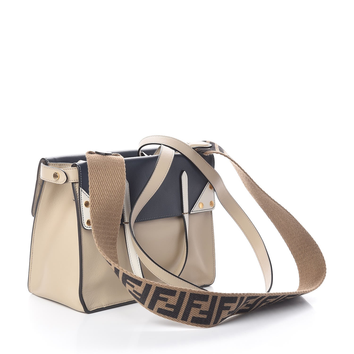 Fendi Vitello Grace FF 1974 Small Flip Tote Nuvola Notte Ice 3 of 9
