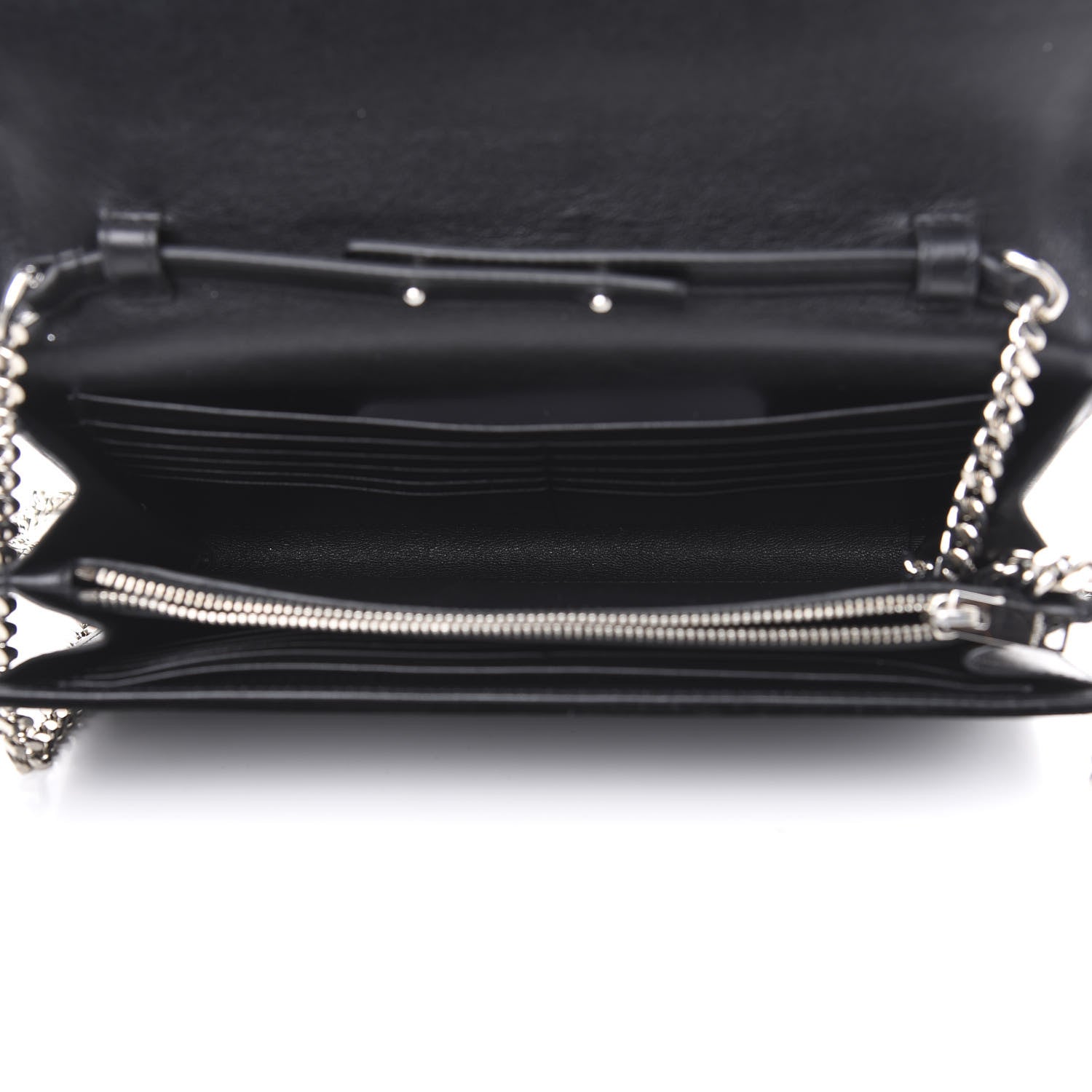 Saint Laurent Velvet Crystal Monogram Chain Wallet Black 5 of 12