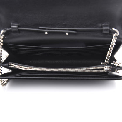 Saint Laurent Velvet Crystal Monogram Chain Wallet Black 5 of 12