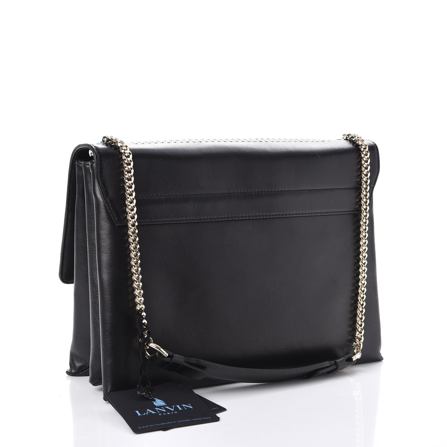 Lambskin Studded Medium Sugar Flap Shoulder Bag Black