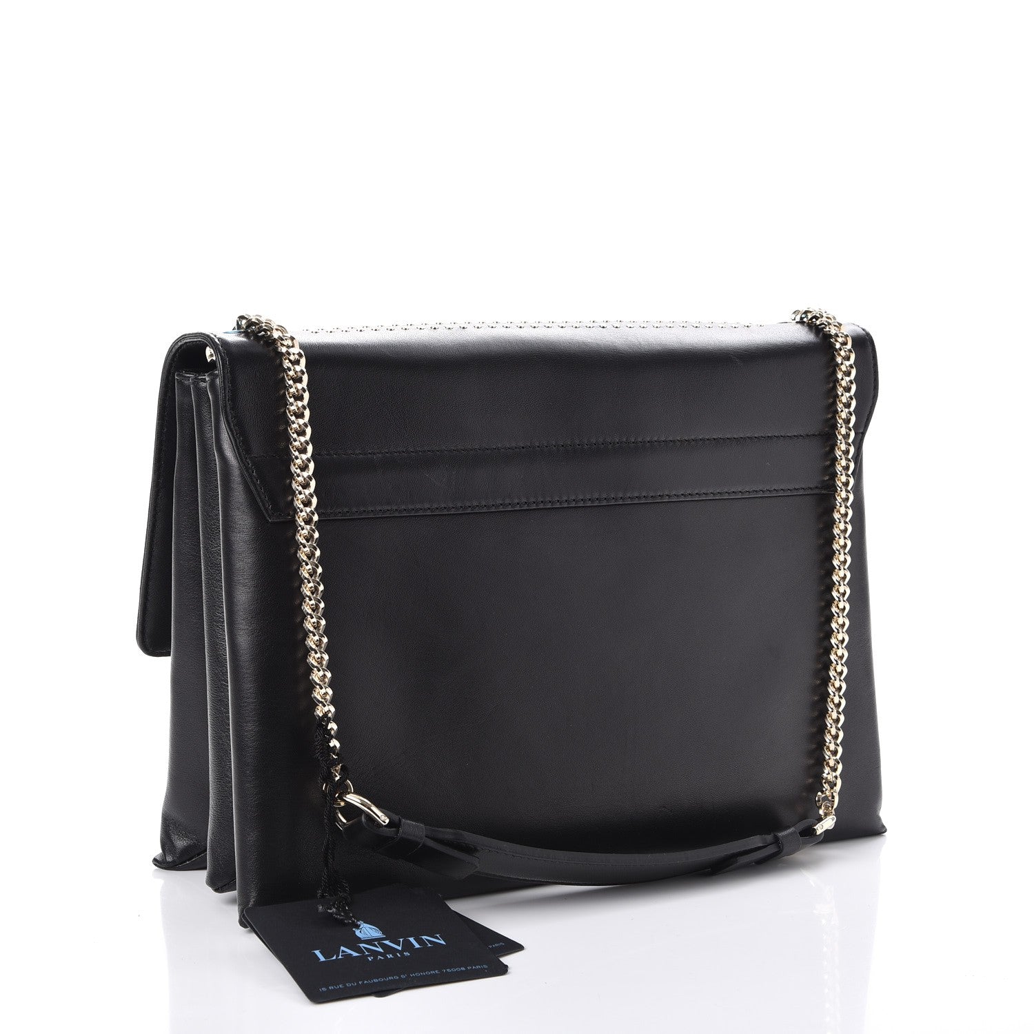 Lanvin Lambskin Studded Medium Sugar Flap Shoulder Bag Black 3 of 8
