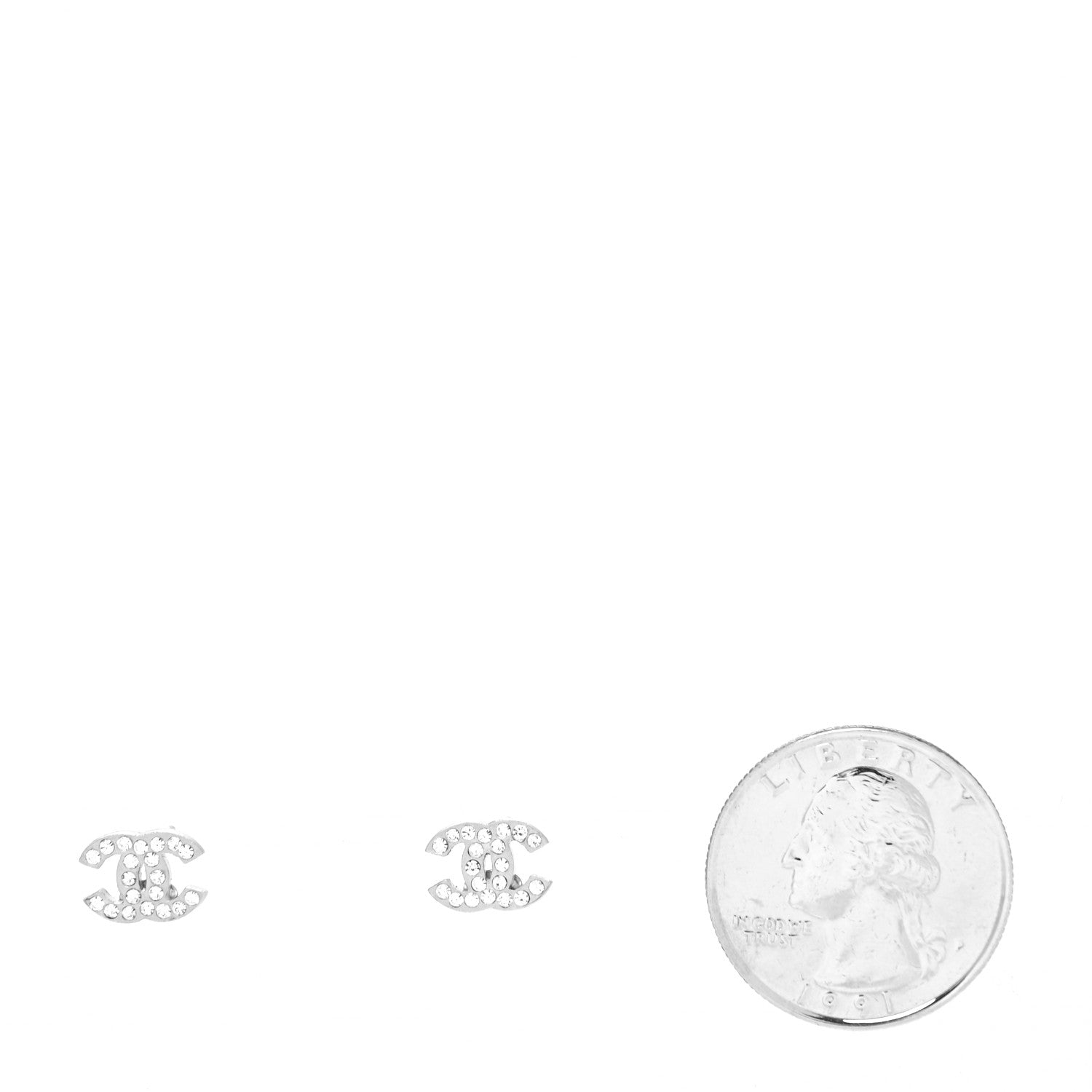 Chanel Crystal CC Earrings Silver 2 of 4