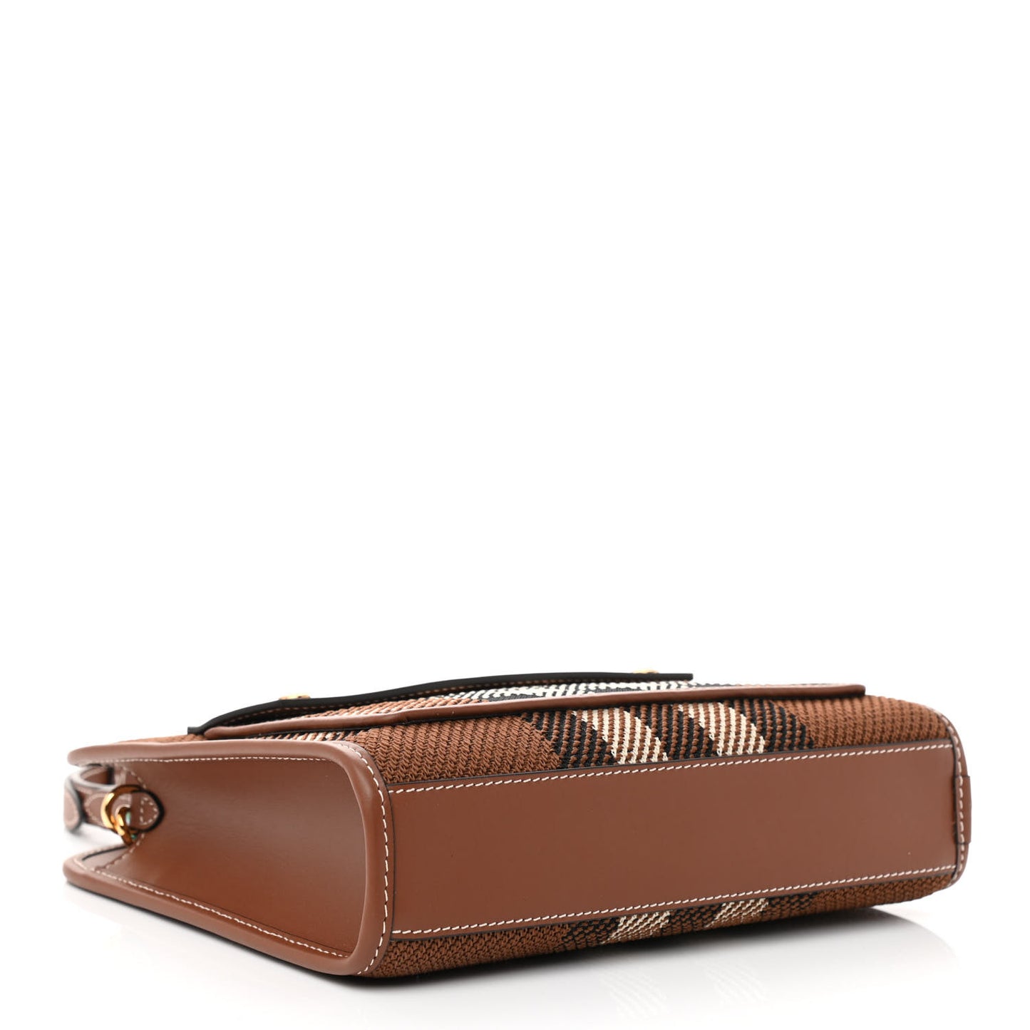 Canvas Calfskin Check Mini Pocket Bag Dark Birch Brown