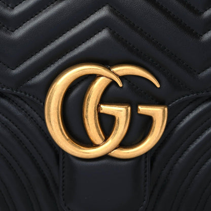 Gucci Calfskin Matelasse Medium GG Marmont Shoulder Bag Black 12 of 12