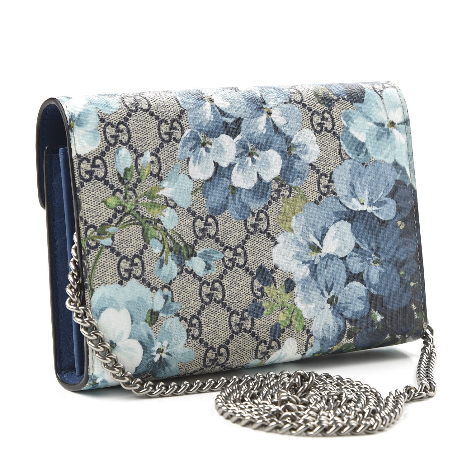 Gucci GG Supreme Monogram Blooms Mini Dionysus Chain Wallet Beige Blue Navy Vintage Blue 3 of 9